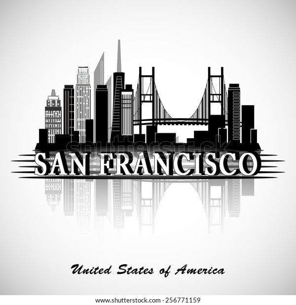 San Francisco City Skyline Typographic Design Stock Vector (Royalty ...