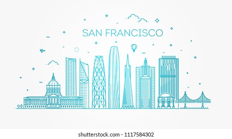 San Francisco city skyline vector background