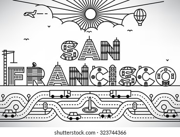 San Francisco City Typography Design with Building Letters
