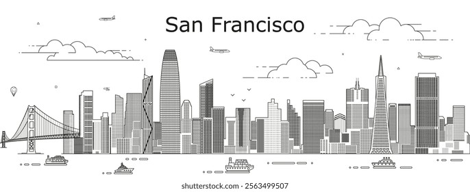 San Francisco cityscape line art vector illustration