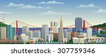 San Francisco cityscape. No transparency used. Basic (linear) gradients. 