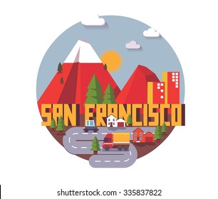 San Francisco in colorful poster design.