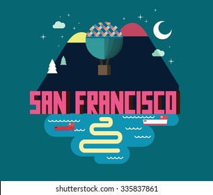 San Francisco in colorful poster design.