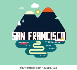 San Francisco in colorful poster design.