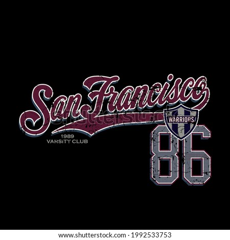 San francisco design vector typography varsity for print t shirt, etc.