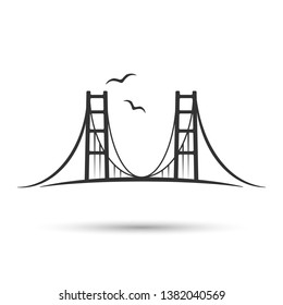 San Francisco famous bridge. California isolated vector logotype. Travel, journey, trip, vacation beach icon. USA state.