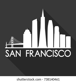 San Francisco Flat Icon Skyline Silhouette Design City Vector Art Famous Buildings
