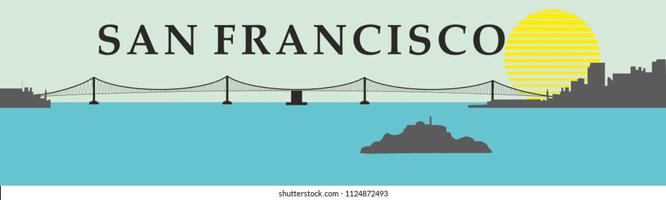 San Francisco Golden Gate Bridge Graphic Design Vector Art