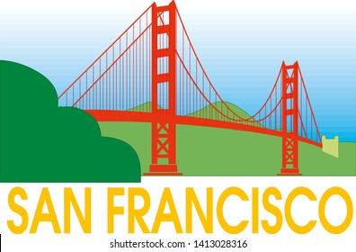 San Francisco Golden Gate bridge symbol.Vector illustration