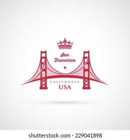 San Francisco Golden Gate bridge symbol - vector illustration