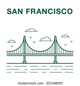 San Francisco Golden Gate Bridge Line Art Illustration