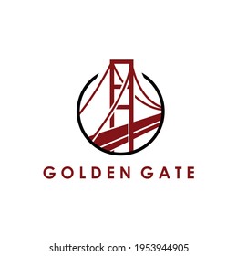 San francisco golden gate logo simple flat in the circle shape