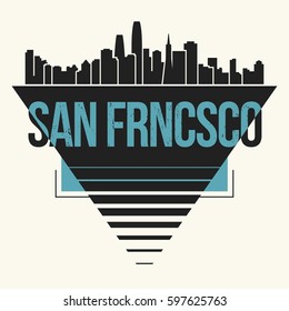 San Francisco graphic, t-shirt design, tee print, typography, emblem. Vector illustration.