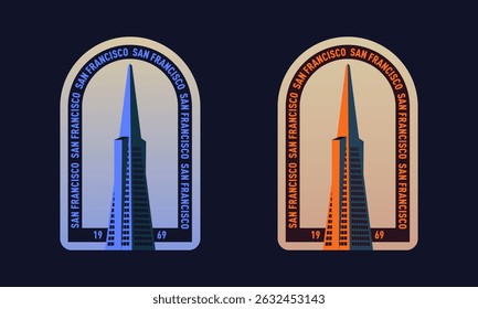 San Francisco Landmark vintage adesivo vetor conceito, ícone, logotipo e modelo para a empresa