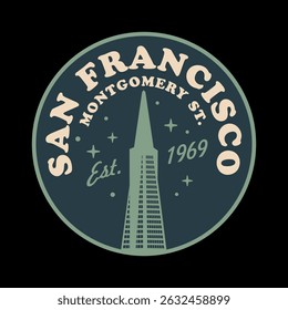 San Francisco Landmark vintage adesivo vetor conceito, ícone, logotipo e modelo para a empresa