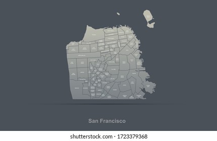 san francisco map. Vektor Stadtplan von san francisco, california, usa.