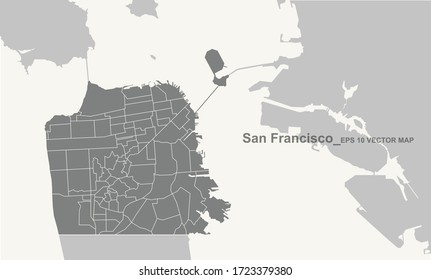 san francisco map. vector city map of san francisco, california, usa.