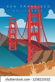 San Francisco modern vector illustration.Golden gate bridge in San Francisco,California.