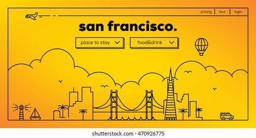 San Francisco Modern Web Banner Design with Vector Linear Skyline