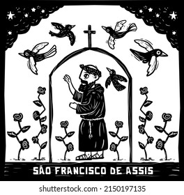 Oratorio de San Francisco. ilustración de estilo de corte de madera, vectores separados