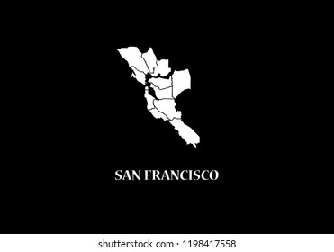 San Francisco outline map California city shape