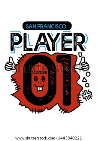 san francisco player number one,t-shirt design fashion vector illustration
