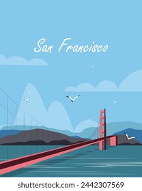 San Francisco Poster, Banner, Postkarte, Cover. Tourismus, Reisen.