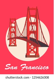  San francisco poster vector illustration.Golden gate bridge.