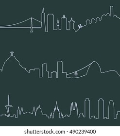 San Francisco, Rio de Janeiro and Barcelona Skylines