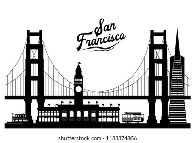 San francisco silhouette background vector 