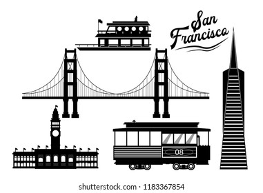 San francisco silhouette illustration or vector 