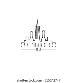 san francisco skyline with beer bottles vector design template illustration