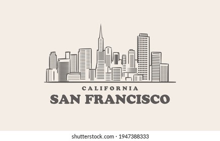 San Francisco skyline, california drawn sketch