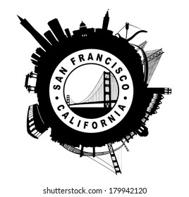 San Francisco Skyline circular Seal symbol Vector illustration