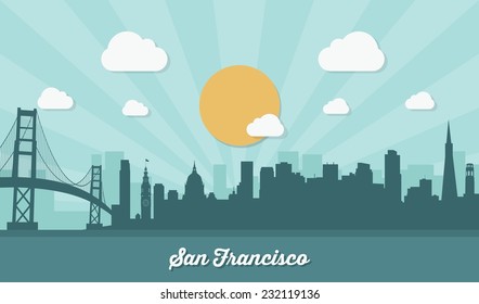 San Francisco skyline - flat design - vector illustration