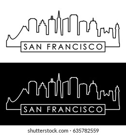 San Francisco skyline. Linear style. Editable vector file. 