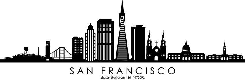 San Francisco Skyline Outline Silhouette Vector Stock Vector (Royalty ...