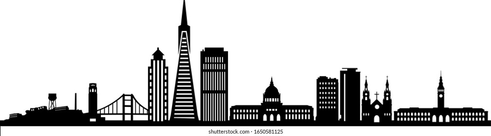 San Francisco Skyline Outline Silhouette Vector