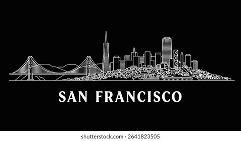 San Francisco Skyline Outline with USA.
