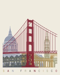 San Francisco Skyline Poster In Editable Vector File
