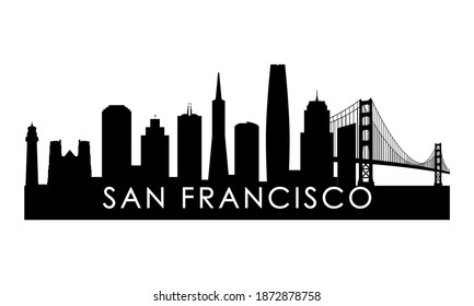 San Francisco skyline silhouette. Black San Francisco city design isolated on white background. 