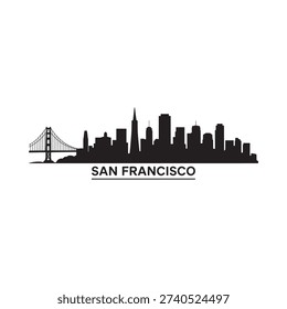 San francisco skyline silhouette featuring the golden gate bridge
