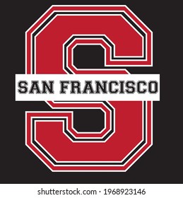 san francisco slogan print for t shirt, apparel, wallpaper, background. varsity text print for hoodie