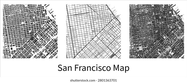 San Francisco Street Map Collection with Urban Road Network and City Layout Vector Illustration