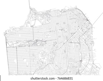 San Francisco Streets, City Map, United States, California. Street