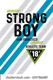 san francisco strong boy,athletic team,t-shirt print poster vector illustration