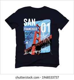 san Francisco. diseño abstracto elegante de camisetas y prendas para san Francisco con símbolo. Impresión vectorial, tipografía, afiche. Swatings globales 