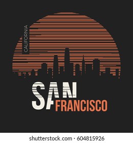 San Francisco t-shirt design tee print. Vector illustration.