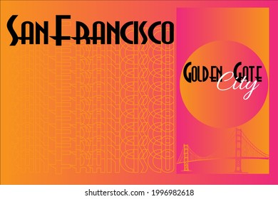 San Francisco Typography and Golden Gate Bridge Illustration 