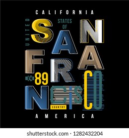 san francisco typography graphic design for print t shirt